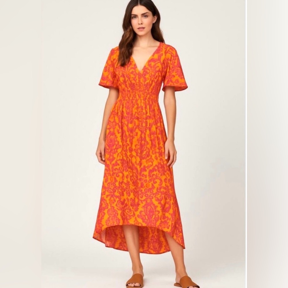 Abel the Label Anthropologie Maya floral Midi high-low Dress SZ S EUC